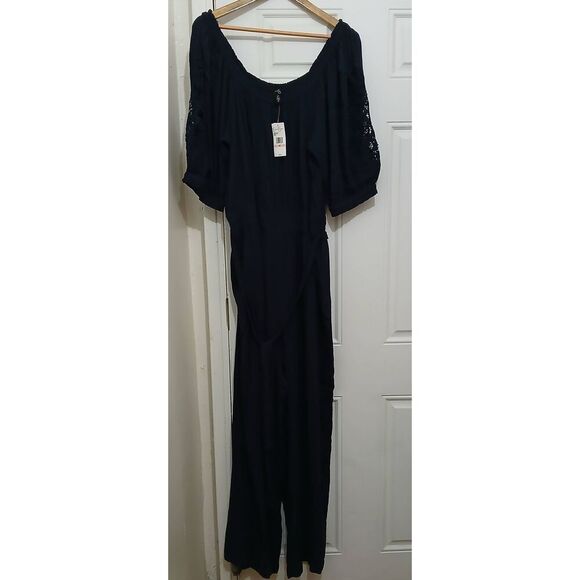 Jessica Simpson womens 2x nadia long jumpsuit romper wide leg flowy - Picture 1 of 8
